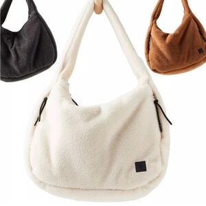 Free people movement cozy carryall Sherpa shoulder bag white